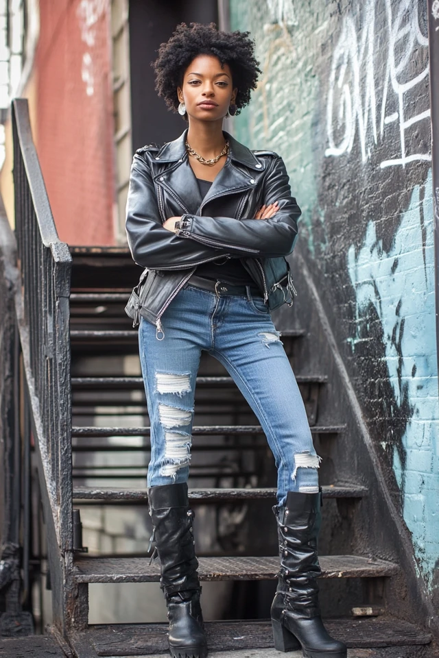 Mixing Smooth Leather and Rough Denim for Bold Outfits - photo 11