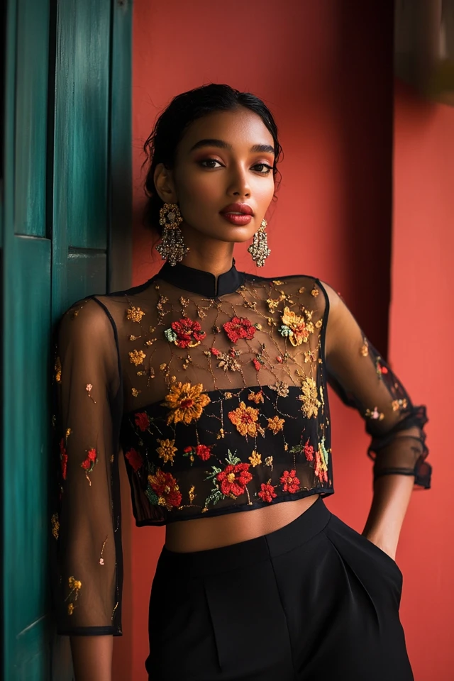 Pairing Sheer Mesh and Embroidery in Party Tops - photo 8
