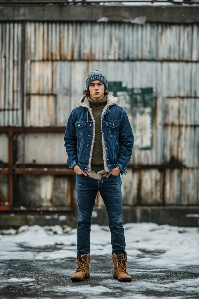 Mixing Fleece and Denim for Casual Winter Jackets - photo 11