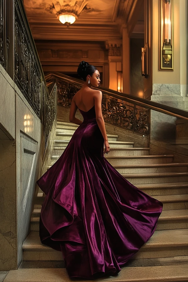 The Perfect Pairing of Velvet and Satin in Evening Gowns - photo 3