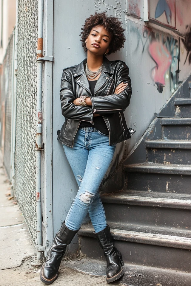 Mixing Smooth Leather and Rough Denim for Bold Outfits - photo 3