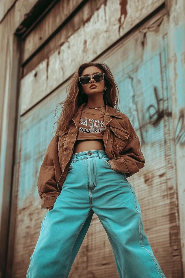 Mixing Brown and Aqua in Unique Streetwear Outfits - photo 3