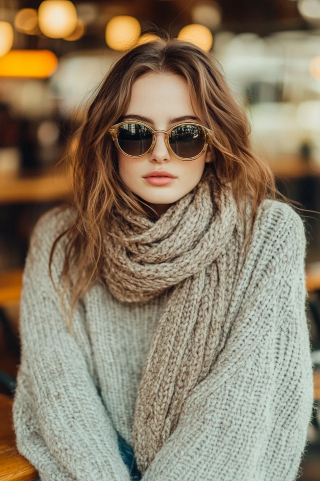 Cozy Coffee Shop Styles with Chunky Scarves - photo 3