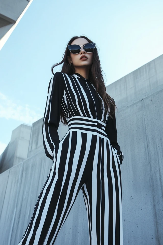 How to Wear Bold Stripes with Solid Colors in Pantsuits - photo 11