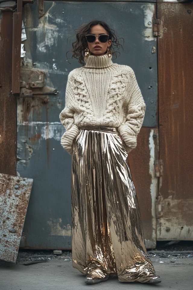 Mixing Metallics and Knits for Unique Winter Layers - photo 11