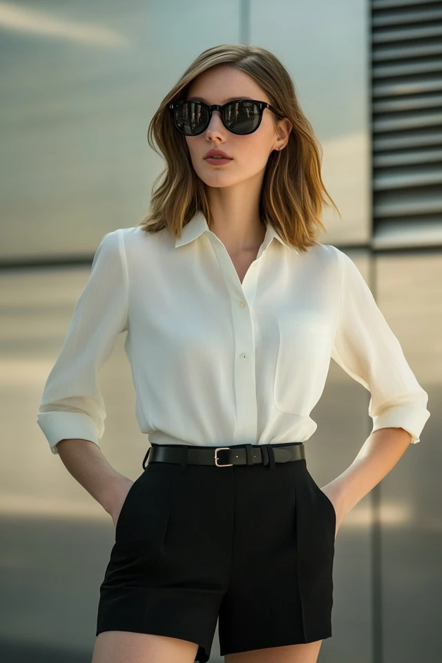 Structured Tailored Shorts for Summer Office Style - photo 9