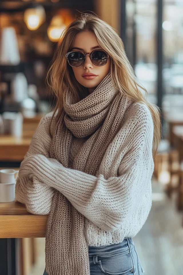 Cozy Coffee Shop Styles with Chunky Scarves - photo 11