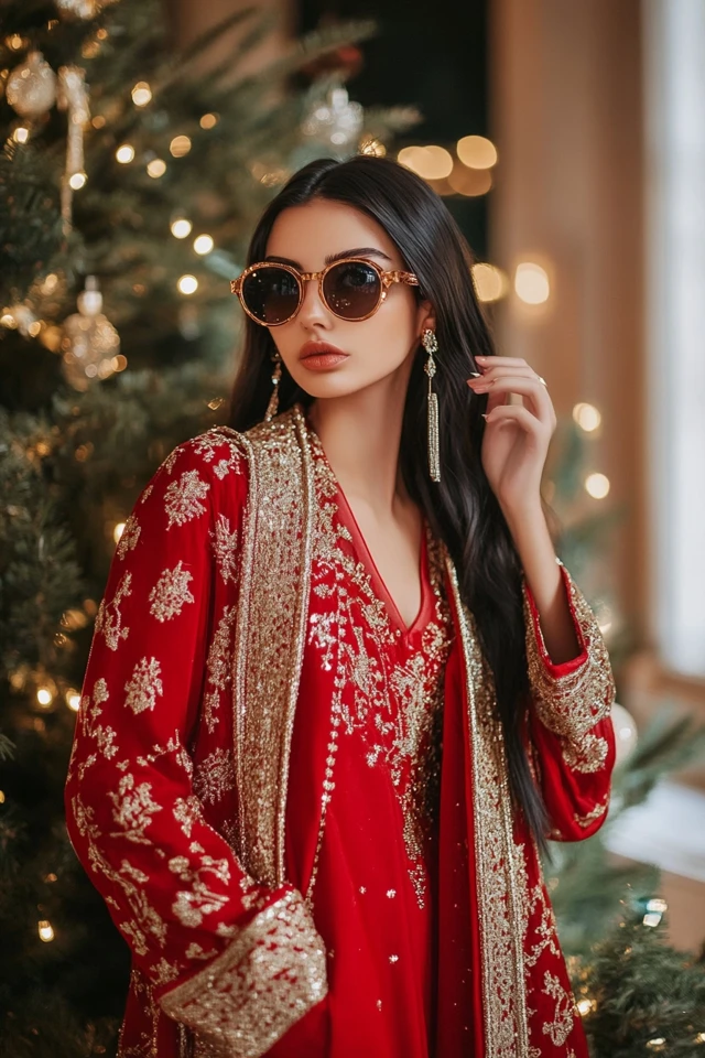 Elegant Red and Gold Outfits for Christmas Celebrations - photo 8
