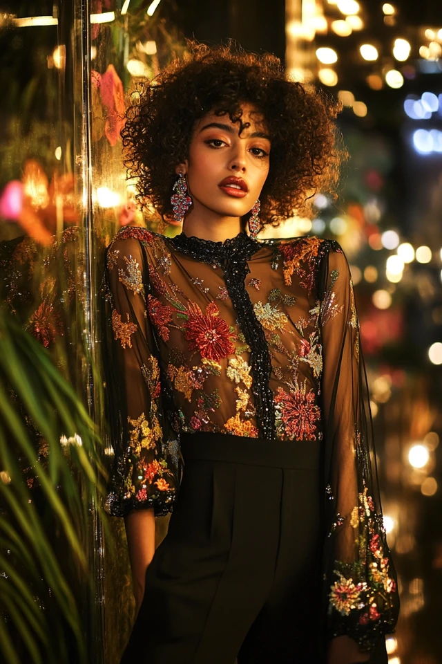 Pairing Sheer Mesh and Embroidery in Party Tops - photo 6