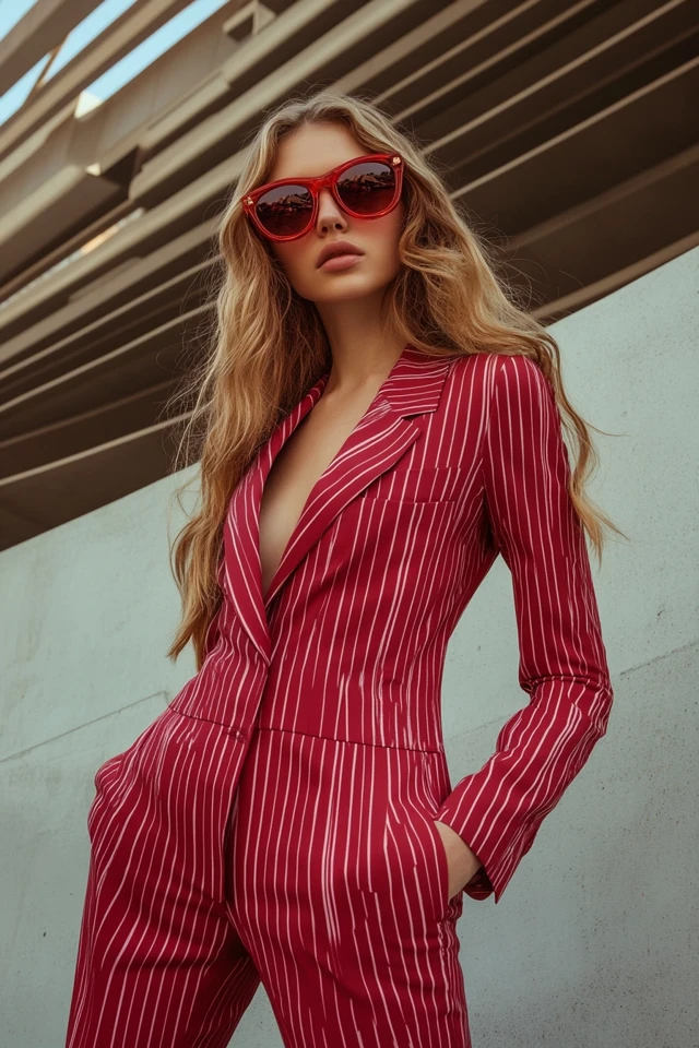 How to Wear Bold Stripes with Solid Colors in Pantsuits - photo 8