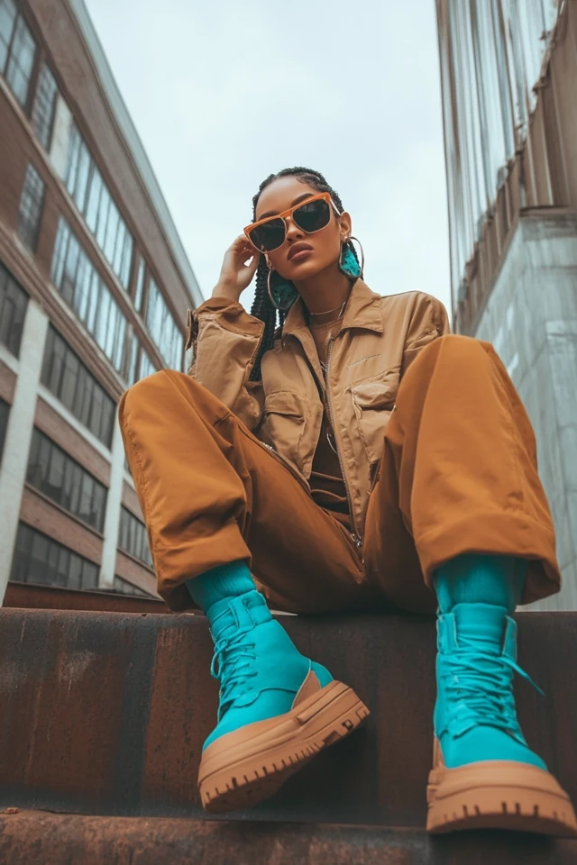 Mixing Brown and Aqua in Unique Streetwear Outfits - photo 7