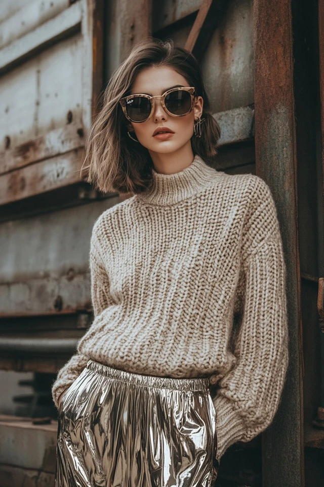 Mixing Metallics and Knits for Unique Winter Layers - photo 8