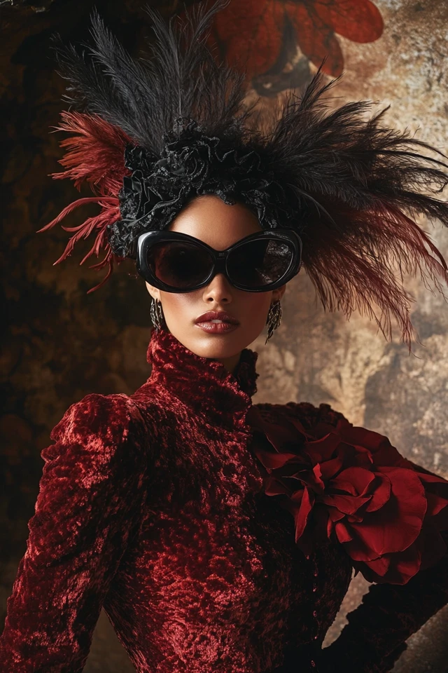 Luxurious Velvet and Feather Accents for Bold Dresses - photo 8