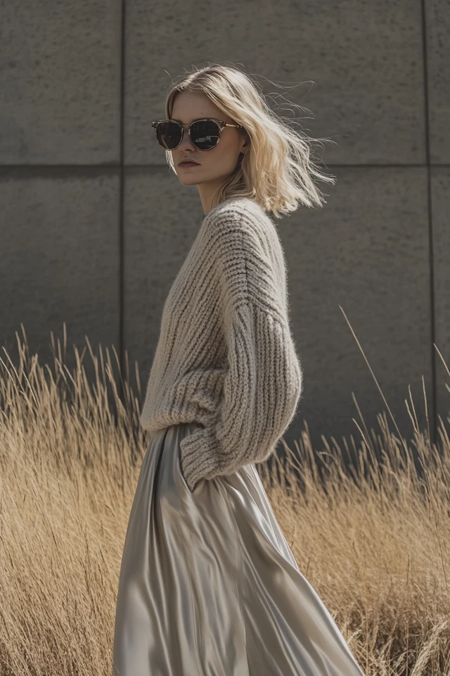 Layering Knitwear with Smooth Satin Skirts - photo 8