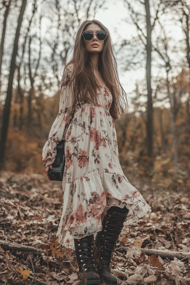 Chunky Boots with Flowing Dresses for Fall Style - photo 5