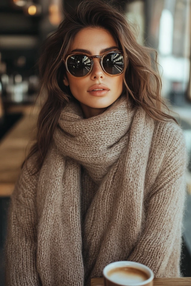 Cozy Coffee Shop Styles with Chunky Scarves - photo 8