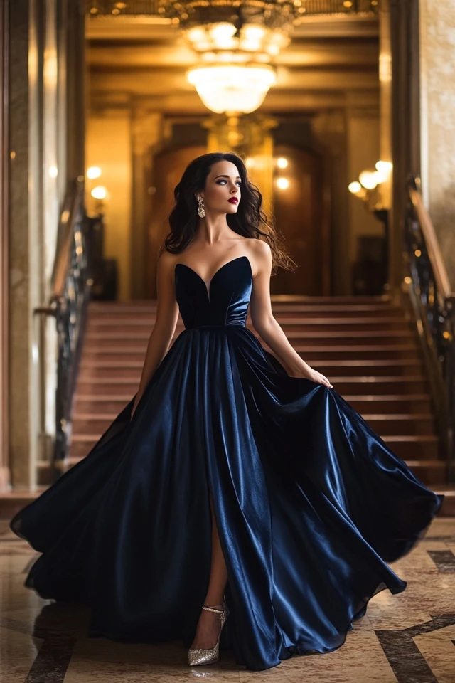 The Perfect Pairing of Velvet and Satin in Evening Gowns - photo 12
