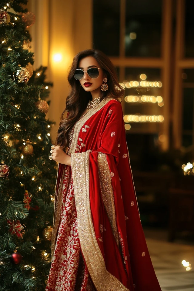 Elegant Red and Gold Outfits for Christmas Celebrations - photo 4