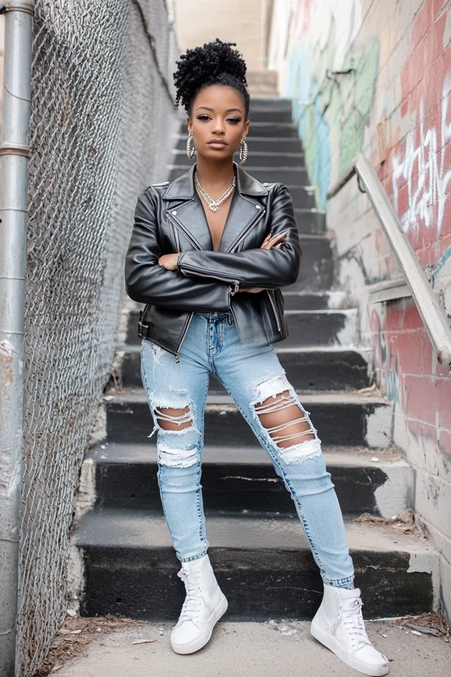 Mixing Smooth Leather and Rough Denim for Bold Outfits - photo 4