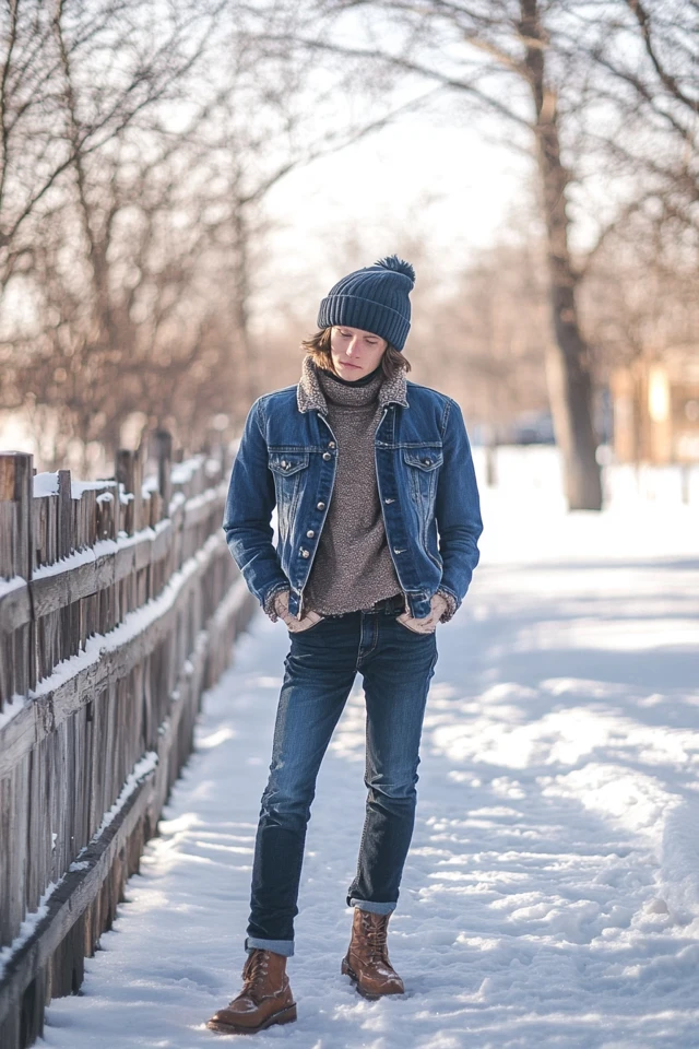 Mixing Fleece and Denim for Casual Winter Jackets - photo 4