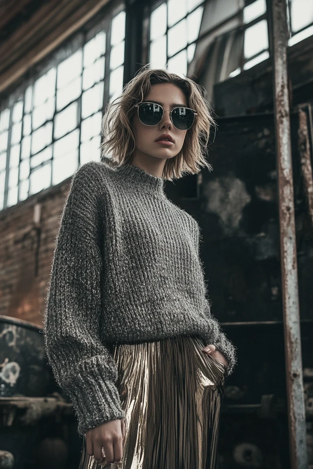 Mixing Metallics and Knits for Unique Winter Layers - photo 4