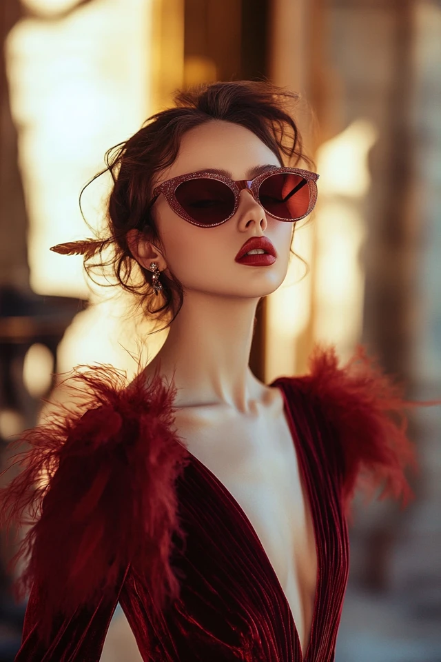 Luxurious Velvet and Feather Accents for Bold Dresses - photo 4