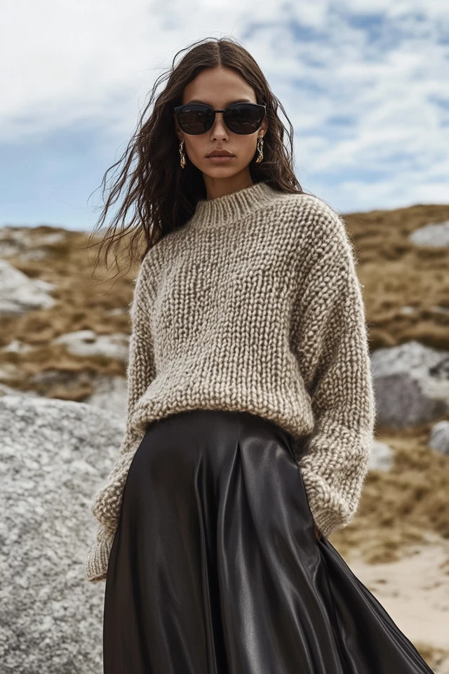 Layering Knitwear with Smooth Satin Skirts - photo 4