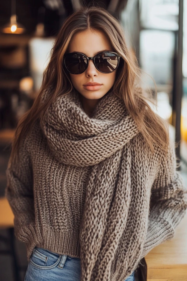 Cozy Coffee Shop Styles with Chunky Scarves - photo 4