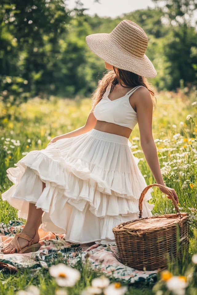 Stylish Picnic-in-the-Park Ensembles with Tiered Skirts - photo 12