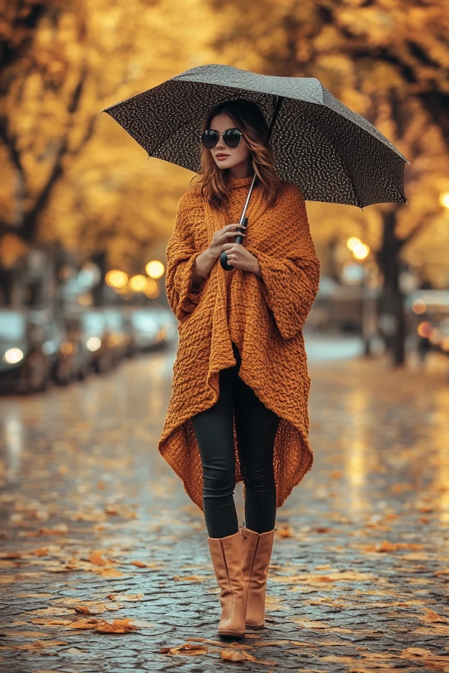 Knit Ponchos for Layering in Autumn Showers - photo 12