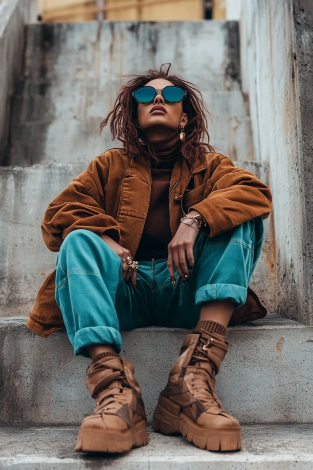 Mixing Brown and Aqua in Unique Streetwear Outfits - photo 11