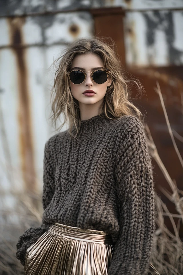 Mixing Metallics and Knits for Unique Winter Layers - photo 12