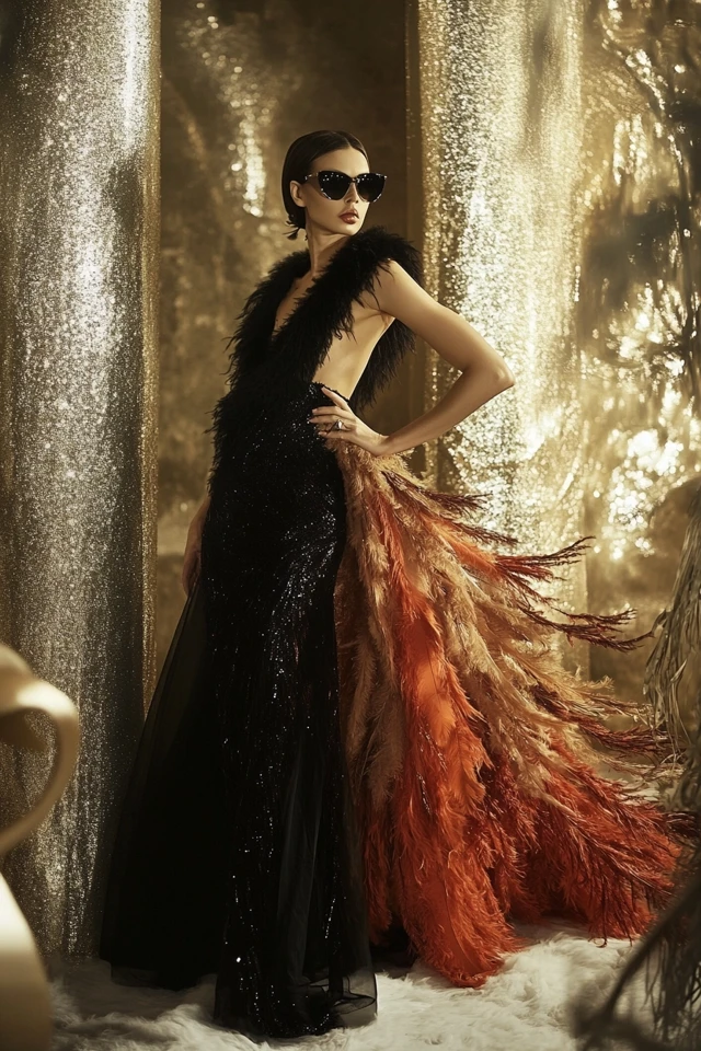 Feather Accents in Dresses for Winter Glam - photo 12