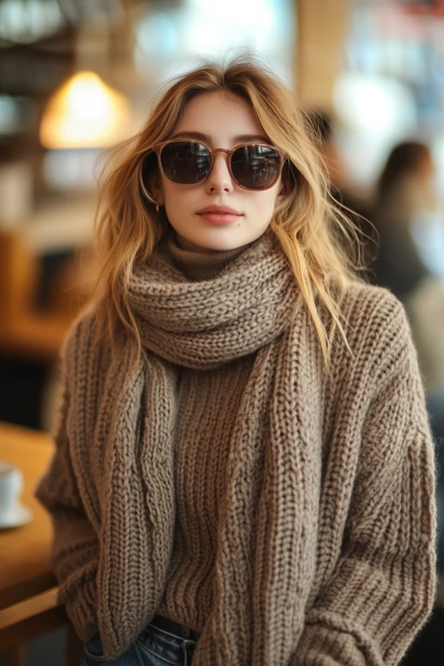 Cozy Coffee Shop Styles with Chunky Scarves - photo 12