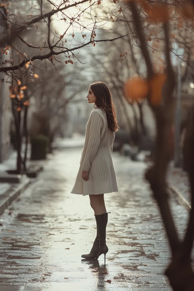 Layered Sweater Dresses for Cold but Dry Days - photo 12