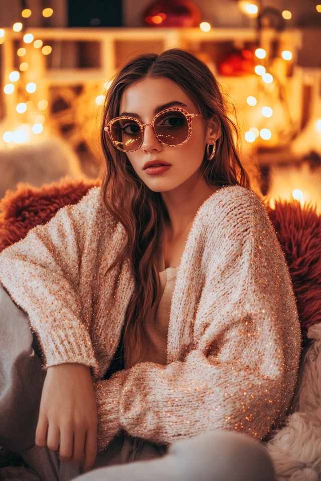 Festive Sparkly Cardigans for Family Movie Nights: Cozy Glamour for Memorable Evenings