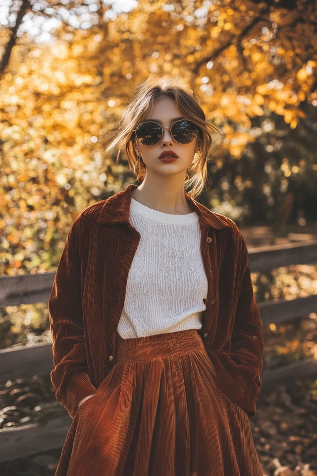 Mixing Corduroy and Wool in Warm Autumn Skirts: Cozy, Chic, and Timeless