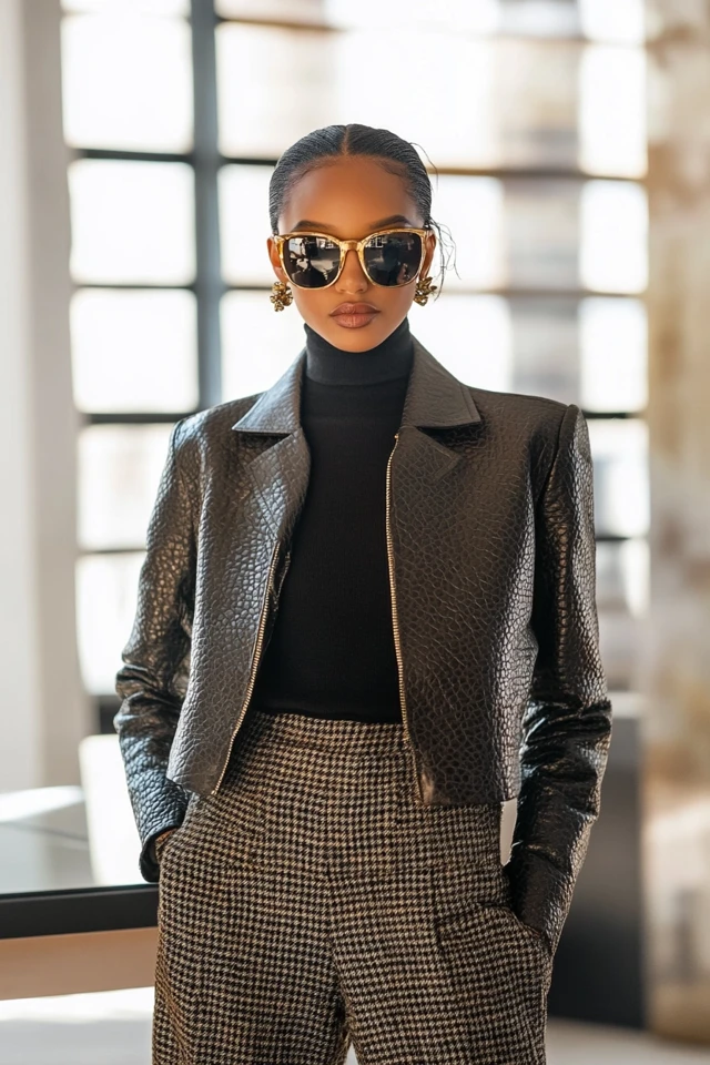 Mixing Leather and Tweed for Structured Workwear: Power Dressing with a Modern Edge
