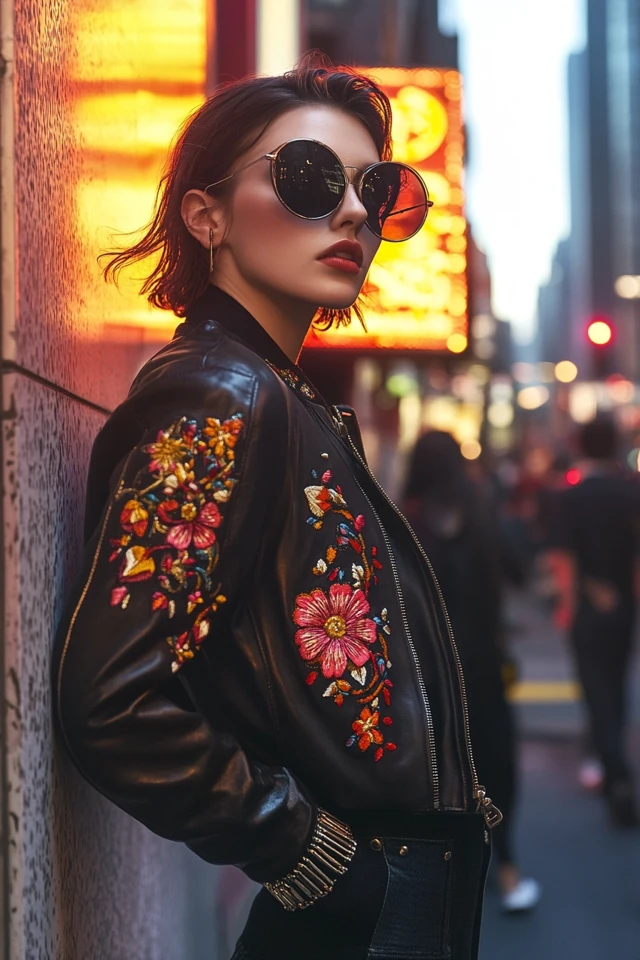 Leather and Embroidery for Statement Jackets