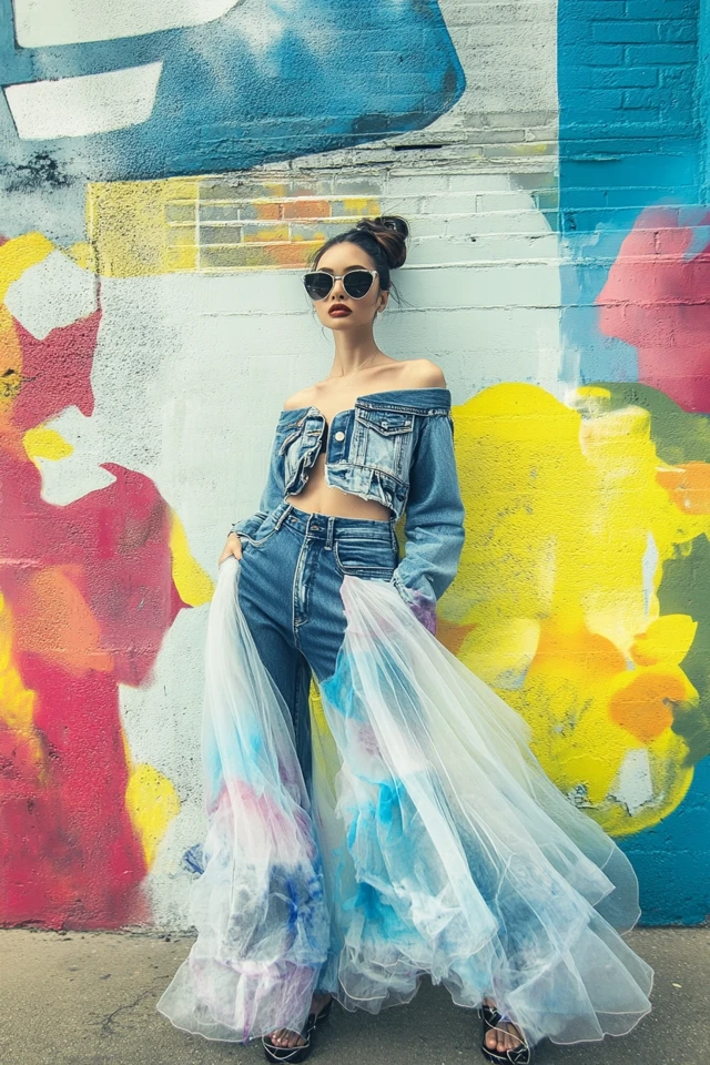 Denim and Tulle in Unique Everyday Outfits