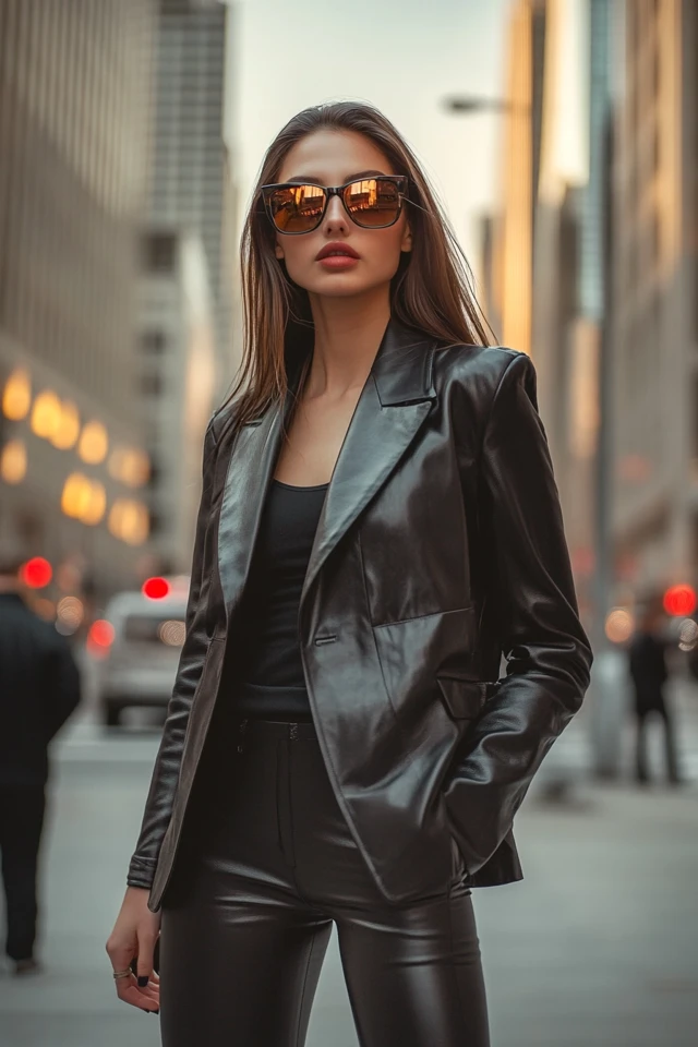 Faux Leather Blazers for Fall Power Looks