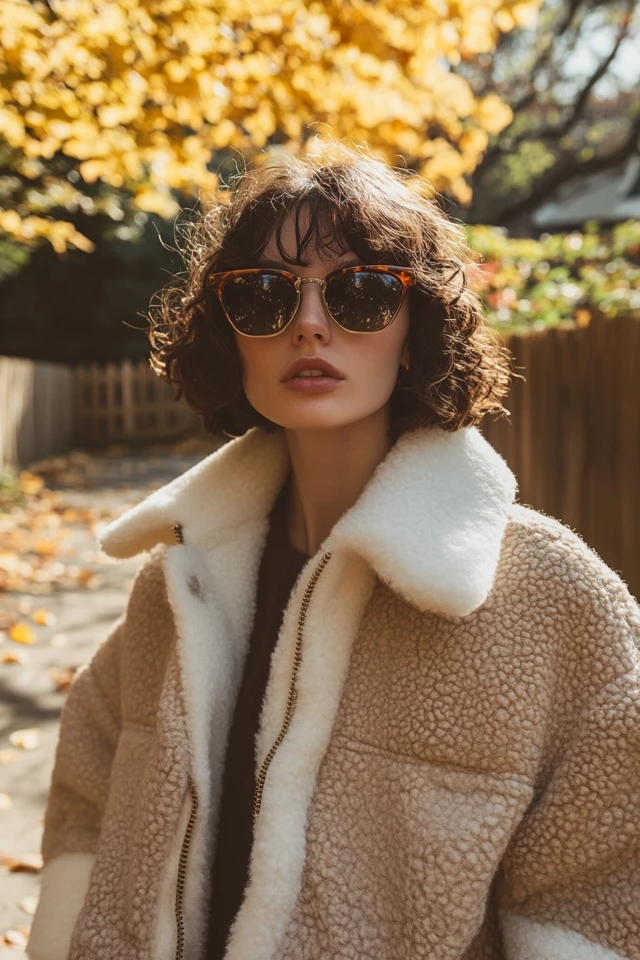 Layered Shearling Jackets for Fall Coolness