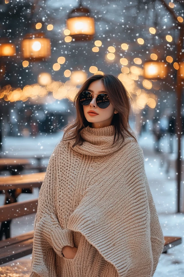 Oversized Knit Ponchos for Winter Cozy Looks