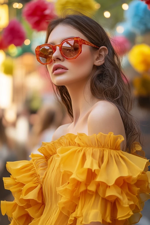 Ruffled Tops in Bright Colors for Summer Events