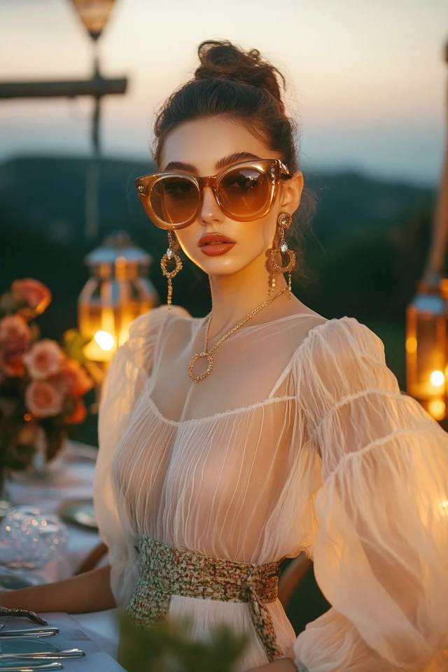 Sheer Tops with Statement Accessories for Spring Dinners