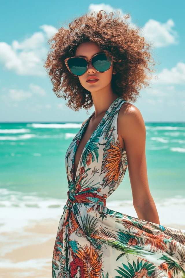 Flowy Wrap Dresses in Tropical Prints for Summer Getaways