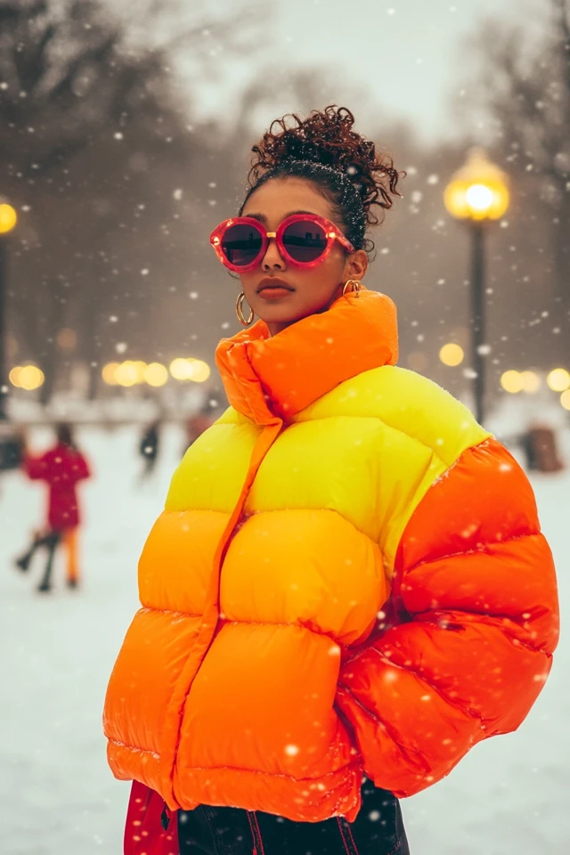 Oversized Puffer Jackets in Bright Hues for Winter Fun