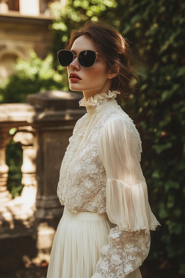 Romantic High-Neck Blouses for Vintage Glam