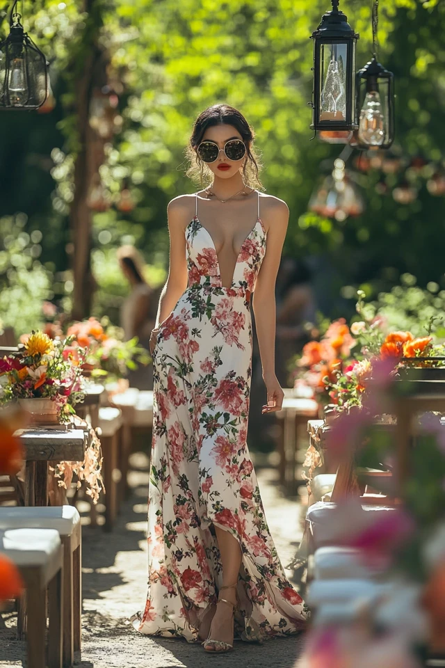 Chic Outdoor Wedding Attire with Floral Maxi Dresses: Graceful Elegance for Every Setting