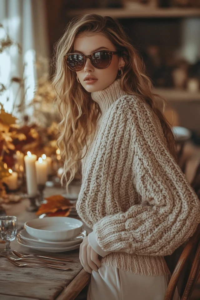 Cozy Thanksgiving Dinner Outfits with Warm Sweaters: Comfort Meets Seasonal Style